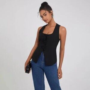 a new day Bow Square Neck Waistcoat Vest M Womens Target Black